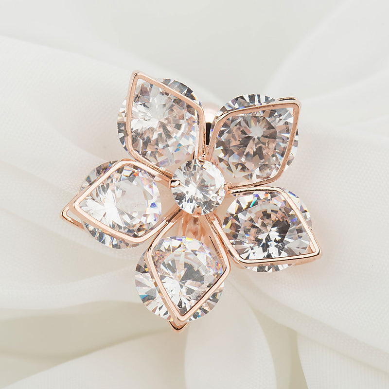 Flower Index Finger Ring Fashion Rhinestone Couple Rings - Image 4