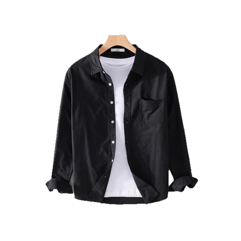 Solid Color Shirt Boys Coat Spring And Autumn Long Sleeve White Autumn Top - Image 4