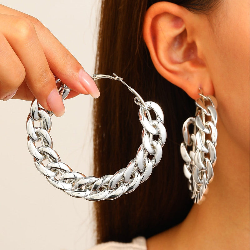 Female Exaggerated And Personalized Geometric Round Ring Earrings