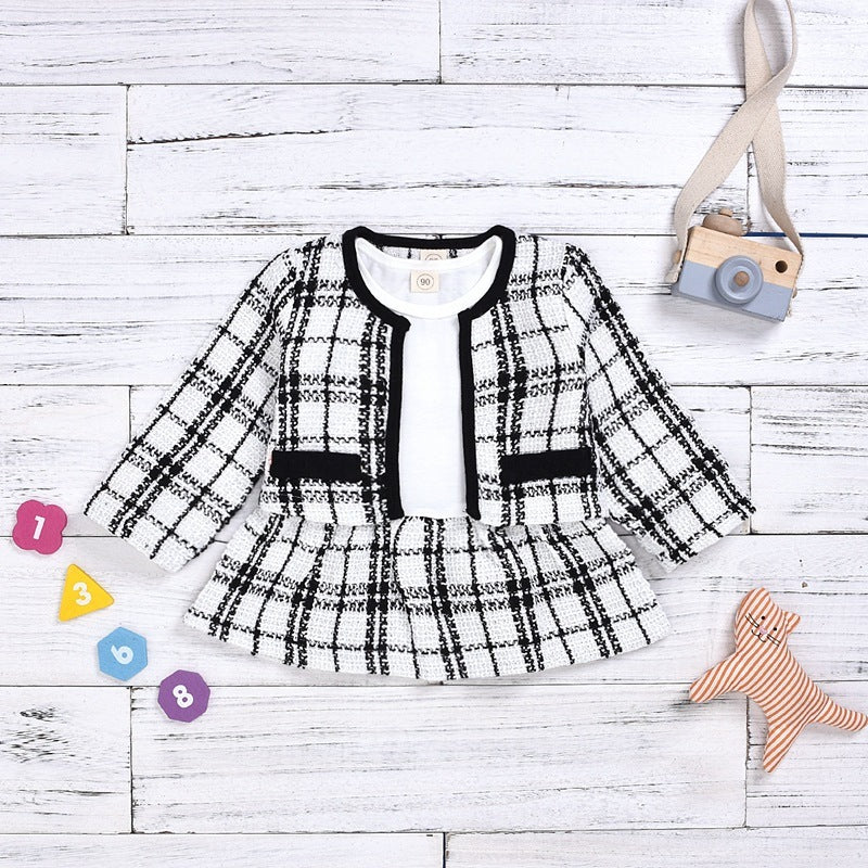 Long-sleeved Dresses Two-piece Children's Baby Small Incense Wind Suit - Image 4