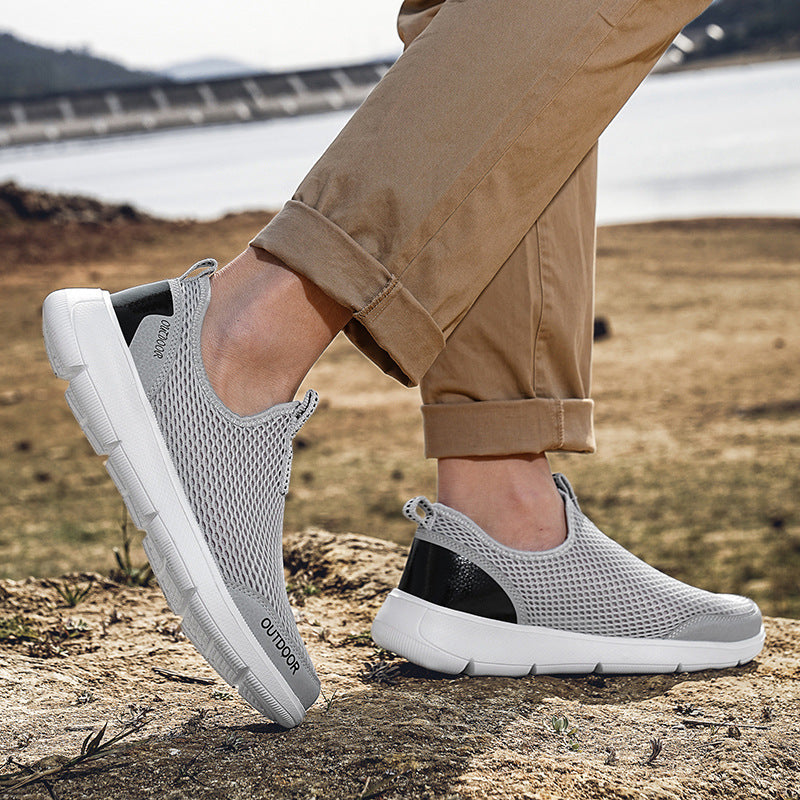 Men's Summer Breathable Mesh Surface Shoes Round Toe Slip-on - Image 4