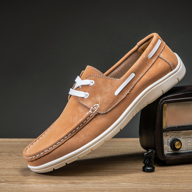 Men's Versatile Low Cut Frosted Cowhide Single Shoes - Image 3