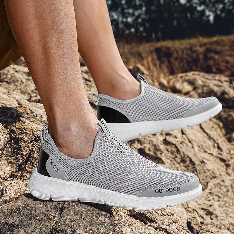 Men's Summer Breathable Mesh Surface Shoes Round Toe Slip-on