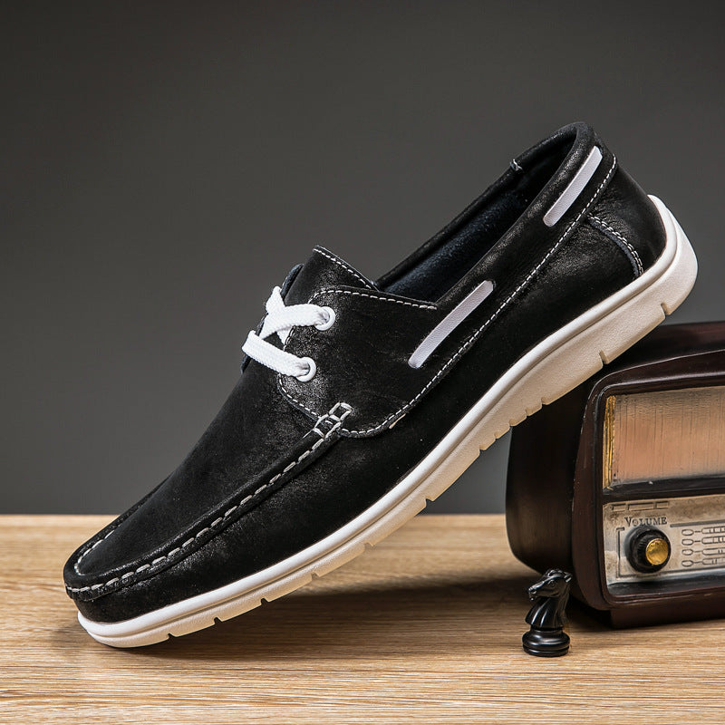 Men's Versatile Low Cut Frosted Cowhide Single Shoes - Image 4