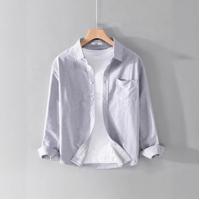 Solid Color Shirt Boys Coat Spring And Autumn Long Sleeve White Autumn Top - Image 3