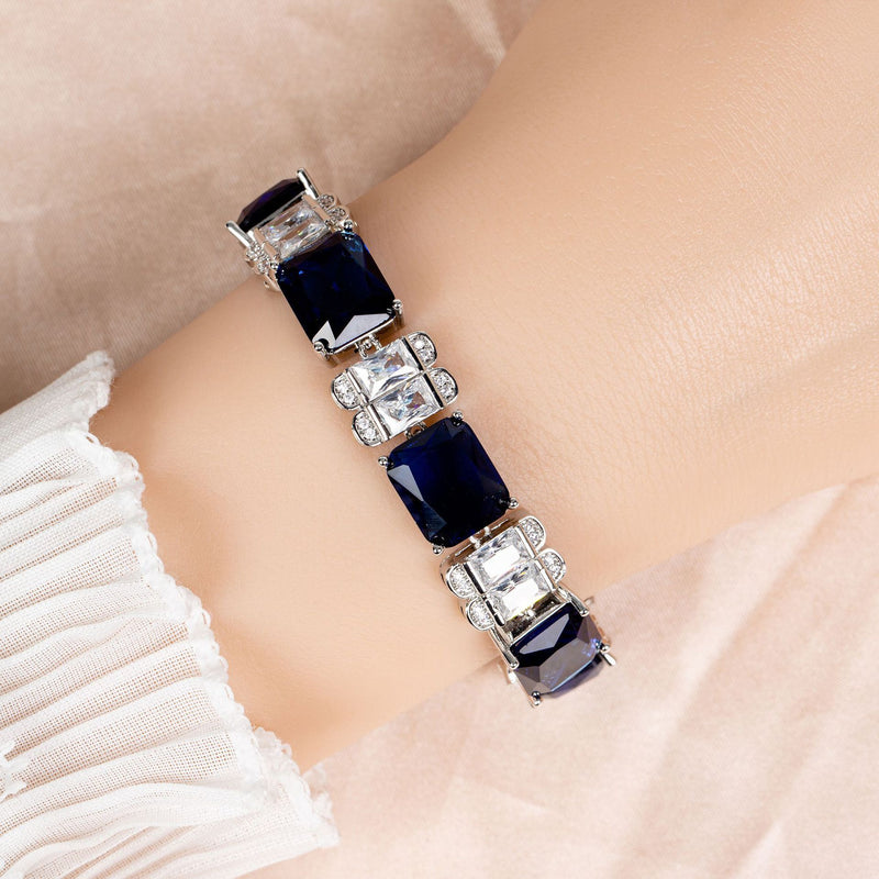Wish Simple Colored Gems Zircon Small Square White Zircon Bracelet - Image 4