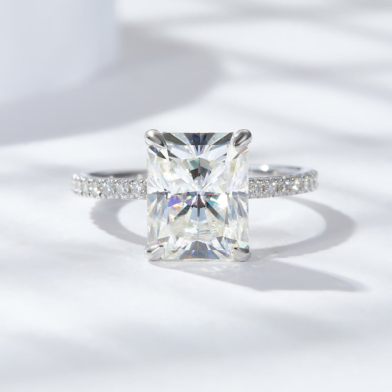 4 Karat Radiant925 Silver Moissanite Ring - Image 3